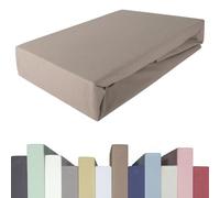 Edda Lux Drap Housse Premium pour Lit à Sommier Tapissier et Matelas jusqu'à 40 cm de Haut, 95% Coton 5% Élasthanne, 180x200, 200x200, 200x220, Caramel