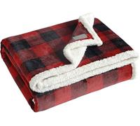 Eddie Bauer Parure de lit réversible en Polaire Sherpa pour Toutes Les Saisons Motif Carreaux Rouges