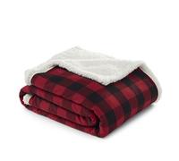 Eddie Bauer Buffalo Jeté de lit réversible en Polaire Sherpa, Plaid à Carreaux, décoration d'intérieur, pour Toutes Les Saisons - Rouge, à Carreaux