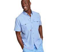 Eddie Bauer Chemise à Manches Courtes UPF Guide 2.0 pour Homme, Bleu Lapis-Lazuli, Taille L
