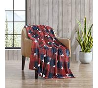 Eddie Bauer Couverture de jeté Parure de lit en Polaire Ultra Douce pour Toutes Les Saisons, Polyester, Americana Plaid Rouge, 50 x 70
