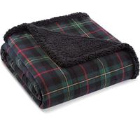 Eddie Bauer Couverture Parure de lit réversible en Flanelle de Coton pour Toutes Les Saisons, Sherpa, Tartan pin Rouge/Vert/Anthracite, Throw