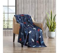 eddie bauer Couverture Polaire Ultra Douce en Peluche, décoration d'intérieur pour Toutes Les Saisons, 127 x 178 cm, Bleu Buddy The Dog