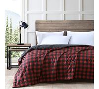 Eddie Bauer - Couverture pour Grand lit, literie réversible légère, décoration d'intérieur à Carreaux de Buffle pour Toutes Les Saisons (Rouge/Noir, Grand lit)