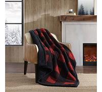Eddie Bauer - Couverture réversible, literie Sherpa, décoration d'intérieur à Carreaux de Buffle pour Toutes Les Saisons (Rouge/Noir, jeté)