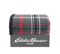 Eddie Bauer Décoration d'intérieur en Flanelle de Coton, literie réversible en Sherpa pour Toutes Les Saisons, Anthracite/Rouge Winslow