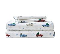 Eddie Bauer - Draps de lit en Flanelle de Coton, brossée pour Plus de Douceur, décoration d'intérieur Confortable (Sortie d'hiver, lit Double)