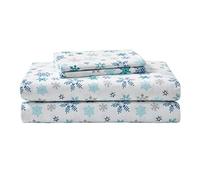 Eddie Bauer - Draps de lit en Flanelle de Coton, brossée pour Plus de Douceur, décoration d'intérieur Confortable (Bleu et Blanc Tossed Snowflake, lit Double)