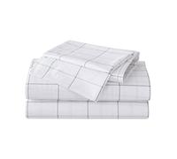 Eddie Bauer - Draps pour Grand lit, Ensemble de literie en Percale de Coton, décoration d'intérieur Nette et fraîche (Carreaux du Nord Gris, Grand lit)