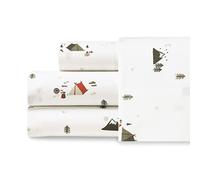 Eddie Bauer - Draps pour lit Double, Parure de lit en Percale de Coton, décoration d'intérieur Nette et Cool, Essentiels pour Chambre de dortoir (Camping en Cascade, lit Double)