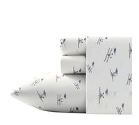 Eddie Bauer - Draps pour lit Double, Parure de lit en Percale de Coton, Gracieuse et fraîche, décoration d'intérieur élégante (Avion de mer, 4 pièces, lit Double)