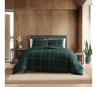 Eddie Bauer - Ensemble de Housse de Couette pour Grand lit, literie réversible en Coton avec taies Assorties, décoration d'intérieur à Carreaux avec Fermeture à Boutons (Vert Tartan boisé, Grand lit)