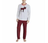 Eddie Bauer Ensemble de pyjama assorti pour la famille pour homme, pyjama avec cartes de vacances pour le matin de Noël, gris, taille XXL, rouge, Rouge, XXL