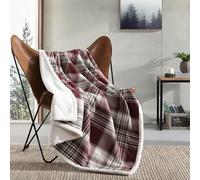 Eddie Bauer - Jeté de lit en Flanelle de Coton pour décoration d'intérieur, literie réversible en Sherpa pour Toutes Les Saisons (lit jumeau Rouge Lacs, jeté)