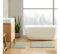 Eddie Bauer Lot de 2 Tapis de Bain en Peluche Douce touffetée avec Dos antidérapant, séchage Rapide et Super Absorbant (Vert Olive Logan)