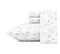 Eddie Bauer Lot de 4 draps Queen Size en Percale de Coton, décoration de Maison croustillante et fraîche (Pistes d'animaux, Queen)