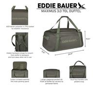 Eddie Bauer Maximus Sac de Sport, randonnée, équipement de Plein air, Voyage, léger, résistant aux intempéries, Durable, Robuste, Bagage à Main, Épicéa, (70L) DE, Maximus Sac Marin