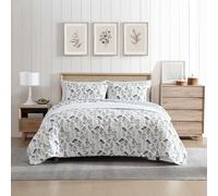 Eddie Bauer - Parure de lit Double réversible en Coton avec taie d'oreiller Assortie, décoration d'intérieur Florale Classique avec Revers écossais (Vert Champ, lit Simple)