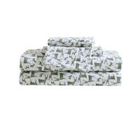 Eddie Bauer - Parure de lit en Flanelle de Coton, brossée pour Plus de Douceur, décoration d'intérieur Confortable, certifiée Oeko-Tex (Deer Camp Green, lit Simple)