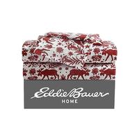 Eddie Bauer Parure de lit en Flanelle de Coton, brossée pour Plus de Douceur, décoration d'intérieur Confortable (Rouge Arcadia, lit Simple)