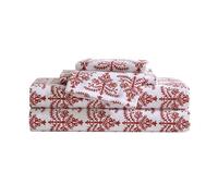 Eddie Bauer - Parure de lit en Flanelle de Coton, brossée pour Plus de Douceur, décoration d'intérieur Confortable, certifiée Oeko-Tex (Jolly Trees Rouge, très Grand lit)