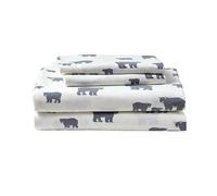 Eddie Bauer Parure de lit en Flanelle de Coton, brossée pour Plus de Douceur, décoration d'intérieur Confortable (Famille d'ours, Grand lit)