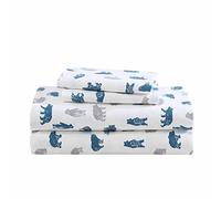 Eddie Bauer - Parure de lit en Flanelle de Coton, brossée pour Plus de Douceur, décoration d'intérieur Confortable (Ours Montagne Gris, lit Simple XL)