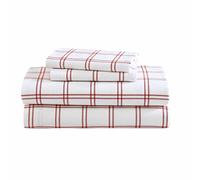 Eddie Bauer - Parure de lit en Flanelle de Coton, brossée pour Plus de Douceur, décoration d'intérieur Confortable (Westridge Plaid Orange, lit Simple XL)