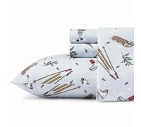 Eddie Bauer - Parure de lit en Flanelle de Coton Chaude et Respirante avec Poches Profondes, brossée pour Plus de Douceur, décoration d'intérieur Confortable, certifiée Oeko-Tex (Jours de Neige, lit