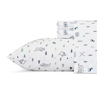 Eddie Bauer Parure de lit en Percale de Coton - Décoration d'intérieur Nette et fraîche - Campout - Bleu foncé/Blanc - Lit Simple XL