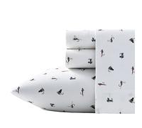 Eddie Bauer - Parure de lit en Percale de Coton pour lit Simple XL, décoration d'intérieur Nette et Cool (Mouches de pêche Blanches, lit Simple XL)