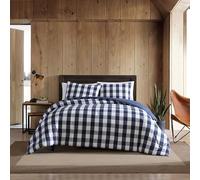 Eddie Bauer - Parure de lit King Size réversible en Coton avec taies d'oreiller Assorties, décoration d'intérieur à Carreaux élégante (Lakehouse Blue, très Grand lit)