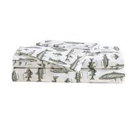 Eddie Bauer - Parure de lit, literie en Percale de Coton avec taie d'oreiller Assortie, Gracieuse et Respirante, 200 Fils au Pouce carré, Essentiels de Confort Classiques (Vert Poisson, lit Simple)