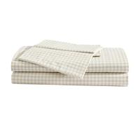 Eddie Bauer - Parure de lit, literie en Percale de Coton avec taie d'oreiller Assortie, Gracieuse et Respirante, 200 Fils au Pouce carré, Essentiels de Confort Classiques (Petit Vichy Beige, lit