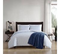 Eddie Bauer - Parure de lit pour lit Simple, Parure de lit en Coton avec taie(s) d'oreiller(s) Assorti(s), Style décontracté pour la Maison (Motif à Rayures Bleu Marine, lit Simple)