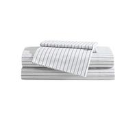 Eddie Bauer - Parure de lit Queen Size en Percale de Coton, Super Douce et Confortable, certifiée Oeko-Tex, Rayures Grises (Ticking Stripe Grey)