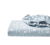 Eddie Bauer Set de draps, Coton 100% Coton Flanelle Flanelle de Coton, Bleu, Queen Size