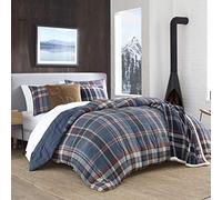 Eddie Bauer - Twin Comforter Set, Reversible Down Alt Bedding with Matching Sham, Oeko-Tex Certified, Dorm Essentials (Shasta Lake Navy)