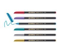 Edding 1200 feutre de coloriage métallique - multicolor - 6 stylos - pointe ronde 1-3 mm - pour colorier, écrire, dessiner avec effets métalliques brillants - pour livres d'or, cartes de vœux, albums