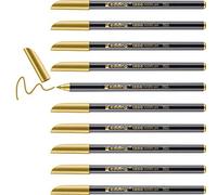 edding 1200 feutre de coloriage métallique - or - 10 stylos - pointe ronde 1-3 mm - pour colorier, écrire, dessiner avec effets métalliques brillants - pour livres d'or, cartes de vœux, albums photos