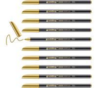 Edding 1200 Feutre De Coloriage Métallique - Or - 10 Stylos - Pointe Ronde 1-3 Mm - Pour Colorier, Écrire, Dessiner Avec Effets Métalliques Brillants - Pour Livres D'or, Cartes De V?ux, Albums Photos