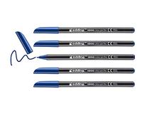 edding 1200 Feutre de coloriage pointe fine - bleu acier - 5 stylos - pointe ronde 1 mm - stylo pour ecriture, dessin, coloriage