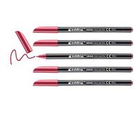 edding 1200 Feutre de coloriage pointe fine - carmin (rouge) - 5 stylos - pointe ronde 1 mm - stylo pour ecriture, dessin, coloriage