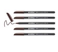 edding 1200 Feutre de coloriage pointe fine - marron foncé - 5 stylos - pointe ronde 1 mm - stylo pour ecriture, dessin, coloriage