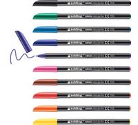 edding 1200 Feutre de coloriage pointe fine - noir, rouge, bleu, vert, jaune, orange, brun, violet, rouge, bleu clair - étui de 10 couleurs - pointe ronde 1 mm - stylo pour ecriture, dessin, coloriage