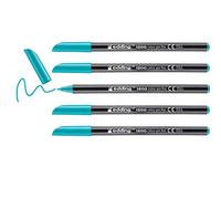 edding 1200 Feutre de coloriage pointe fine - turquoise (bleu) - 5 stylos - pointe ronde 1 mm - stylo pour ecriture, dessin, coloriage