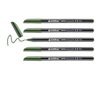 edding 1200 Feutre de coloriage pointe fine - vert olive - 5 stylos - pointe ronde 1 mm - stylo pour ecriture, dessin, coloriage