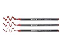 edding 1255 feutre calligraphie - carmin - 3 stylos - pointe calligraphique 2 -5 mm - feutre pour papier, bois, terre cuite, toile - pour débutants, lettrage, bullet journals, cartes de vœux,agendas