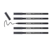 edding 1300 feutre de coloriage fin pointe moyenne - gris foncé - 5 stylos - pointe ronde 2 mm - pour dessiner et écrire - pour l'école, les mandalas, le doodling, les bullet journals