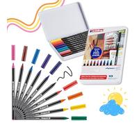 edding 1300 feutre de coloriage fin pointe moyenne - multicolore - 10 stylos - pointe ronde 2 mm - pour dessiner et écrire - pour l'école, les mandalas, le doodling, les bullet journals
